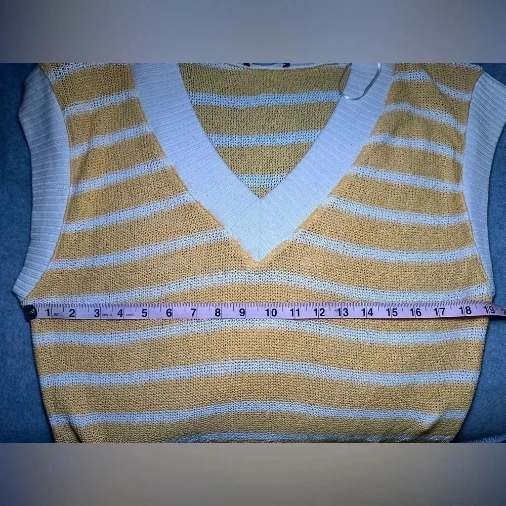 Zara sleeveless vneck yellow striped sweater NWOT size S - Picture 6 of 8